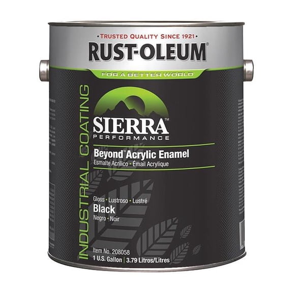 Rust-Oleum Interior/Exterior Paint, Glossy, Water Base, Black, 1 gal 208058