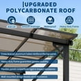 thumbnail image 3 of Juiluna 10'x 12' Lean to Gazebo, Hardtop Wall Pergola with Polycarbonate Roof, Aluminum Frame Mounted Gazebo for Lawn Patio Deck Yard and Party, 3 of 8