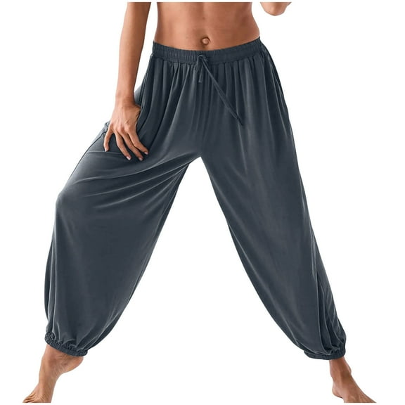 Wlynlyn Baggy Pants for Women Drawstring High Waisted Lounge Pants Casual Comfy Palazzo Pants with Pockets