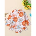thumbnail image 2 of Bagilaanoe Toddler Baby Girl One-Piece Swimsuit Flower Print Long Sleeve Zipper Rashguard Swimwear 6M 12M 18M 24M 3T 4T 5T Kids Ruffle Bathing Suit, 2 of 9