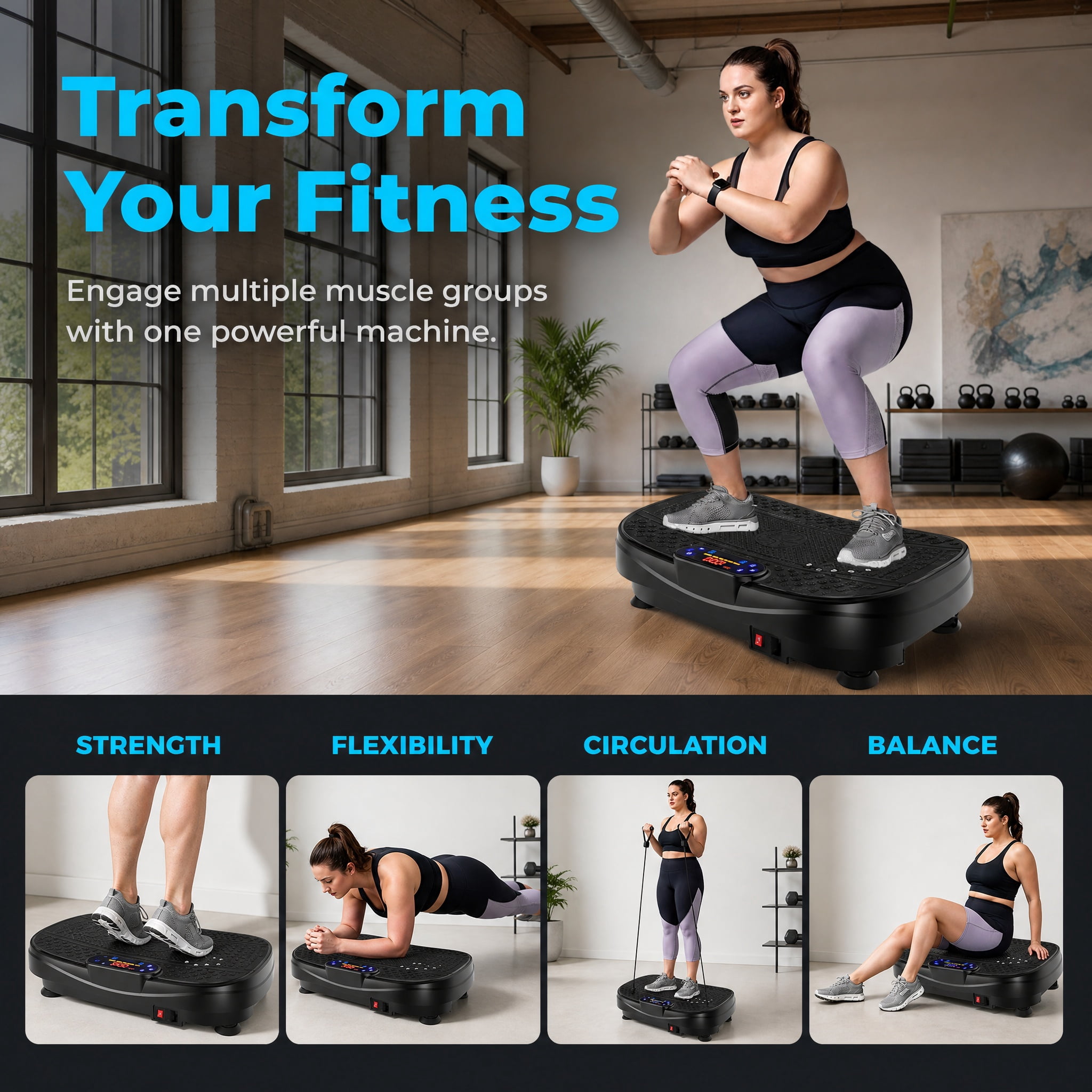 Vibration Plate Exercise Machine, Whole Body Vibration Fitness Platform with Adjustable Speed, Compact Home Gym Workout Machine