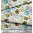 thumbnail image 3 of Soimoi Silk Fabric Geometric & Leaves Patchwork Printed Craft Fabric by The Yard 42 Inch Wide, 3 of 3