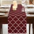 thumbnail image 3 of Table Runners 72 Inches Long Dress Scarves, Deep Red Morocco Farmhouse Kitchen/Dining Table Runner, Coffee Tablerunners, Retro Farmhouse Quatrefoil Plaid 16x72 Inch, 3 of 9