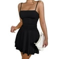 thumbnail image 2 of Party Solid Color Spaghetti Strap Dress for Summer Black XS, 2 of 7