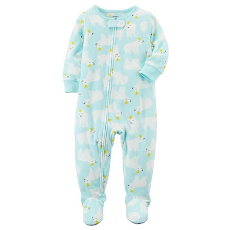 Carter's Little Girls' 1-Piece Polar Bear Fleece PJs, 2-Toddler