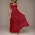 thumbnail image 4 of B91xZ Robes Longues pour Femmes Robe Tunique Sans Manches Robes d'Été Décontractées Robe Courte Ample, Rouge m, 4 of 5
