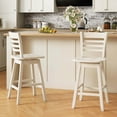 thumbnail image 4 of Costway 2 PCS 24.5" Counter Height Bar Chairs Swivel Bar Stools with Hollow Backrest White, 4 of 8