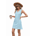 thumbnail image 3 of Ladies Solid Color Sleeveless V-Neck Pocket Dress Light Blue XL, 3 of 7