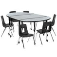 thumbnail image 2 of Emma + Oliver Mobile 76" Oval Wave Activity Table Set-16" Student Stack Chairs, Grey/Black, 2 of 15