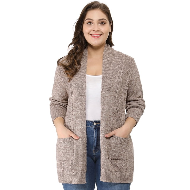 Cárdigan Agnes Orinda Suéter Frente Abierto Collar de chal Marrón 3XL
