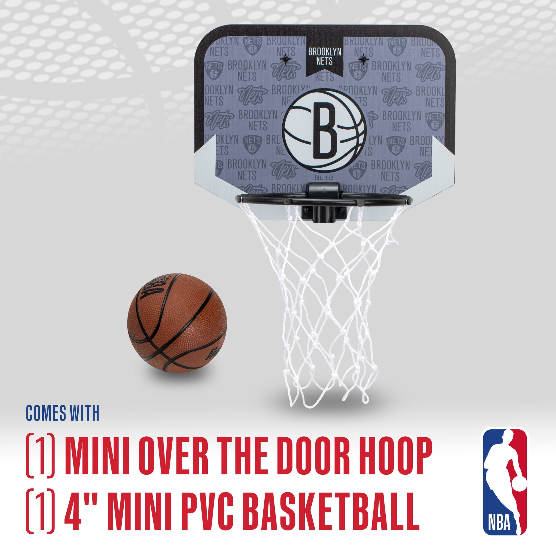 Franklin Sports NBA Brooklyn Nets Mini Over the Door Basketball Hoop - Kids Indoor Mini Basketball Hoop with Basketball - NBA Fan Shop Mini Hoop for Bedroom + Office - Over the Door Mini Hoop Set