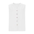 thumbnail image 4 of Tank Top for Women V Neck Sleeveless Casual Basic Style Button Down Front Loose Fit Solid Soft Breathable Lightweight Summer Fashion Sleeveless Blouse, 4 of 8