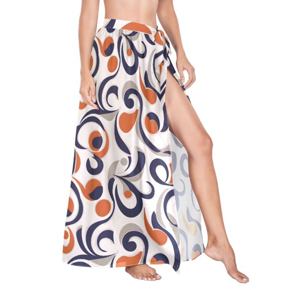 Women Sarong Wraps Abstract Geometric Swimsuit Beach Pareo Bikini Coverups Skirt M