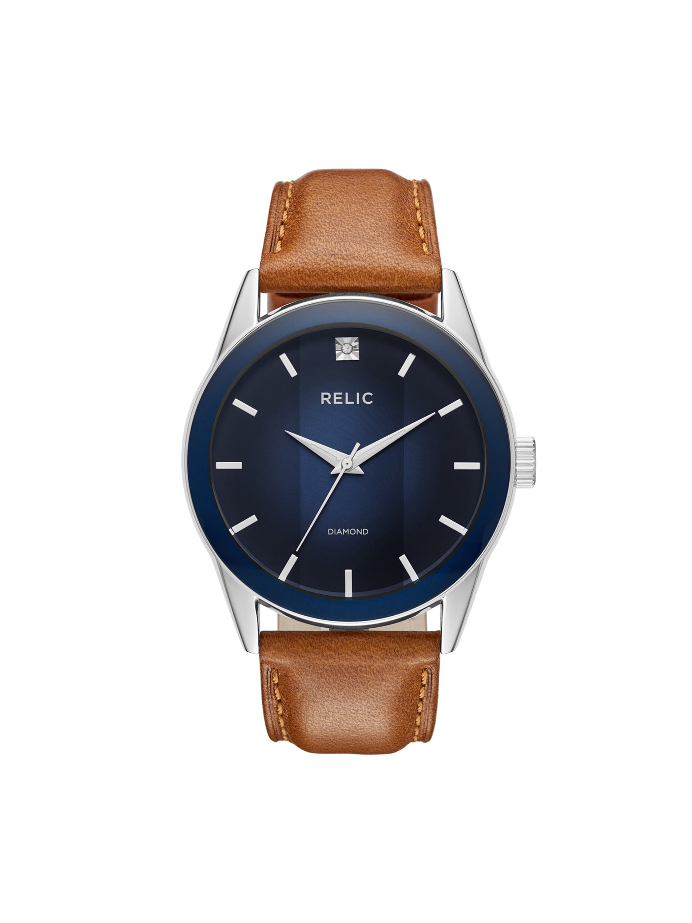 Brown Leather Diamond Accent Watch 