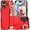 Red, variant on Finger Loop Ring Wrist Band Case for iPhone 16 with Keychain, Adjustable Wristband Holder Kickstand [Stand Function] PU Leather Cover Case for Apple iPhone 16 ZHD-Red