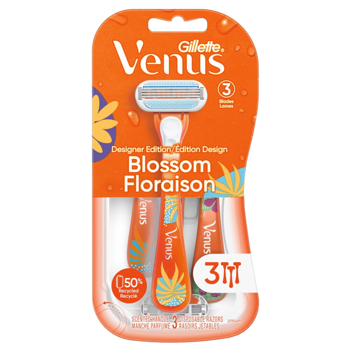 Gillette Venus Treasures Women's Disposable Razor, 3 Count, Pink