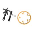 thumbnail image 1 of Bielas de bicicleta de carretera de montaña MTB de 170 mm + ancho estrecho 130BCD Cadena de una sola de forma redonda, 45T 47T 53T 56T - Oro negro 53T 45T-58T Baoblaze Bielas de plato de bicicleta de carretera, 1 of 8