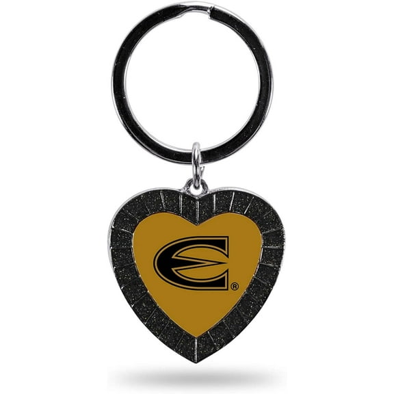 NCAA Emporia State Hornets NCAA Rhinestone Heart Colored Keychain, Black, 3-inches in length