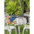 thumbnail image 2 of Outdoor Tablecloth with Umbrella Hole and Zipper, Fall Round Table Cloth 54 Inch Waterproof Tablecloth, Thanksgiving Orange White Pumpkin Autumn Leaves Picnic Table Cover for Patio Camping, 2 of 7