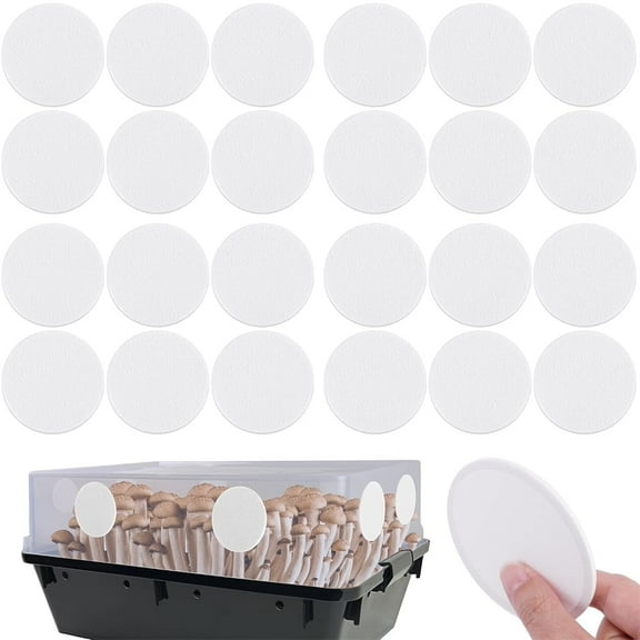 Scheam Self-Adhesive Monotub Filter Pad,Thick Monotub Filter Discs,3" Filtration Sticker Replacements for Fruiting Chambers & Cloning Tubs,Mushroom Growing Supplies,White Set of 24