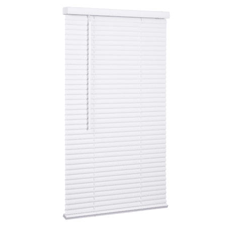 Lotus & Windoware Cordless 1  Vinyl Mini Blind Light Filtering Horizontal Blind  35  Width x 60  Length  White  Smooth