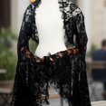 thumbnail image 7 of Byfri Gothic Lace Bolero Shrug, Sheer Flare Sleeve Cover-Up Top for Women, Black 55x68cm, 7 of 7