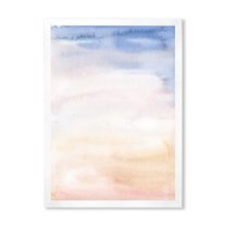 Designart 'Pastel Abstract With Pink Dark Blue and Beige Spots' Modern Framed Art Print
