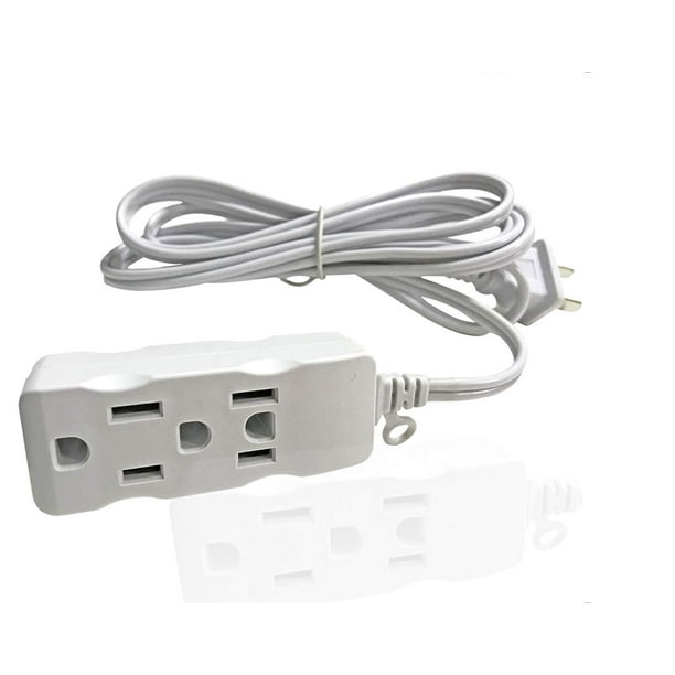 Tira de alimentación con protector contra sobretensiones de 3 salidas, enchufe de clavijas planas, bombilla de 3 pies, 6 pies, 9 pies, 15 pies, cable de extensión largo para TV, con tercer pin de cone