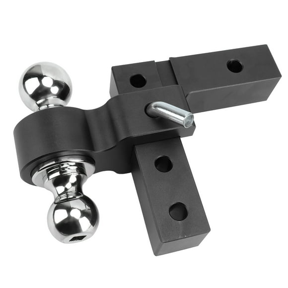 Adjustable Dual Ball Mount Hitch with Lock Pins 6in Drop Aluminum for 2in Receivers Boats Campers