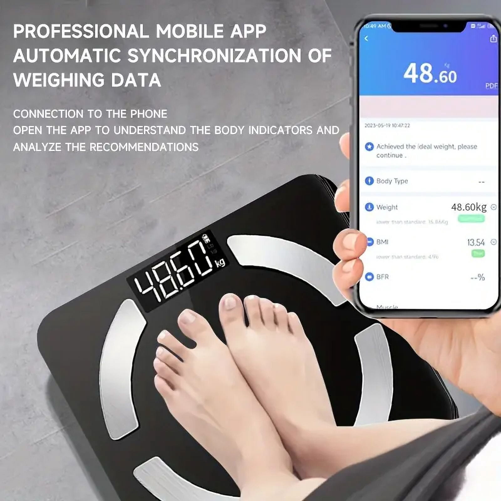Body Fat Scale Weight Scale High Precision Electronic Weight Scale HD Display 400 Lbs Multiple Health Data Analysis BMI Fat Muscle Moisture Mobile APP Connection