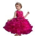 thumbnail image 2 of SGFCWSX Girls Princess Tulle Dress Sleeveless Rose Ruffled Big Bow Formal Party Ball Gown Hot Pink Size 5-6 Years, 2 of 5