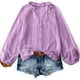 thumbnail image 3 of Camisas de maestra,Blusa de mujer de color liso, con encaje, escote en V, manga larga, poliéster, informal, para uso doméstico y diario, sopatenor, 3 of 8