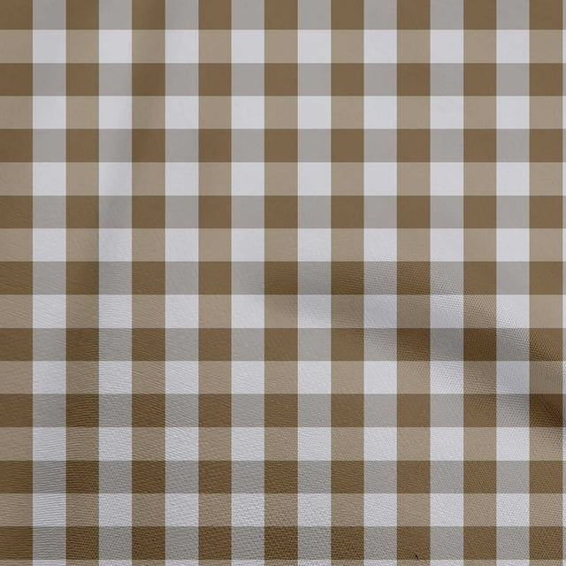 oneOone Cotton Poplin Brown Fabric Check Craft Projects Decor Fabric Printed By The Yard 56 Inch Wide