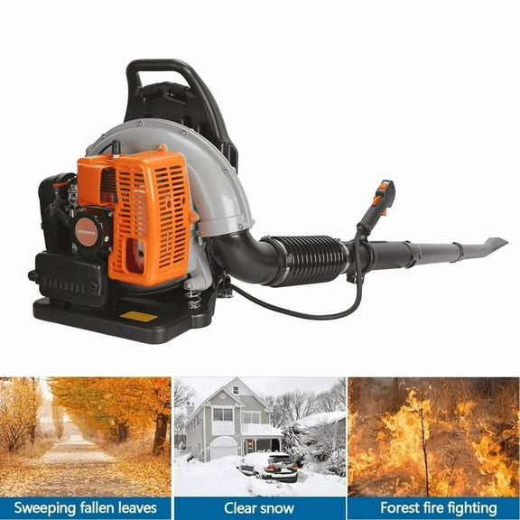 Gas Powered Backpack Leaf Blower – 63CC 2 Stroke Engine, 665CFM & 205MPH for Heavy Duty Commercial Lawn Care, Wet Leaf & Debris Removal