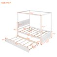 thumbnail image 4 of DEALTOPS Wood Canopy Platform Bed with Trundle, Full Bed Frame with Support Slats, White, 4 of 8