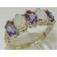 thumbnail image 2 of LBG British Made 18k White Gold Natural Amethyst & Opal Womens Eternity Ring - 33 size options - Size 10.5, 2 of 4
