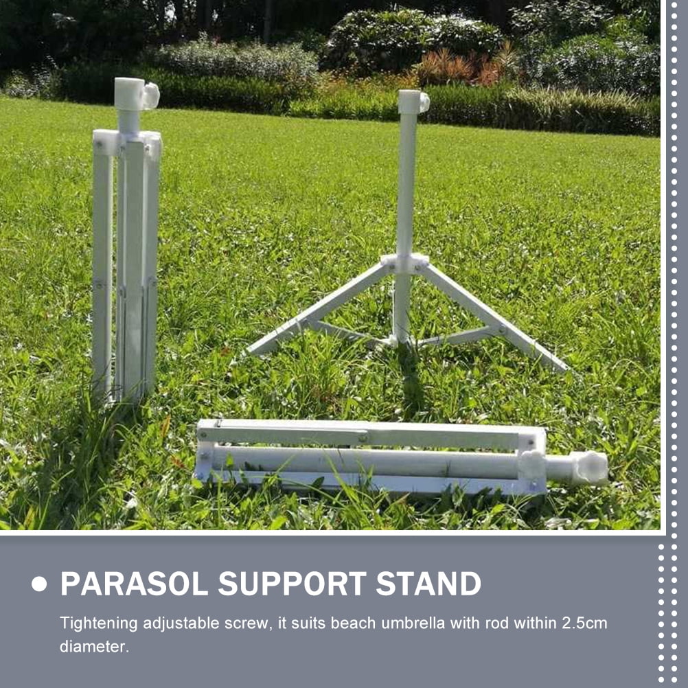 IBASETOY Durable White Iron Garden Umbrella Stand with Adjustable Screw for Stable Patio and