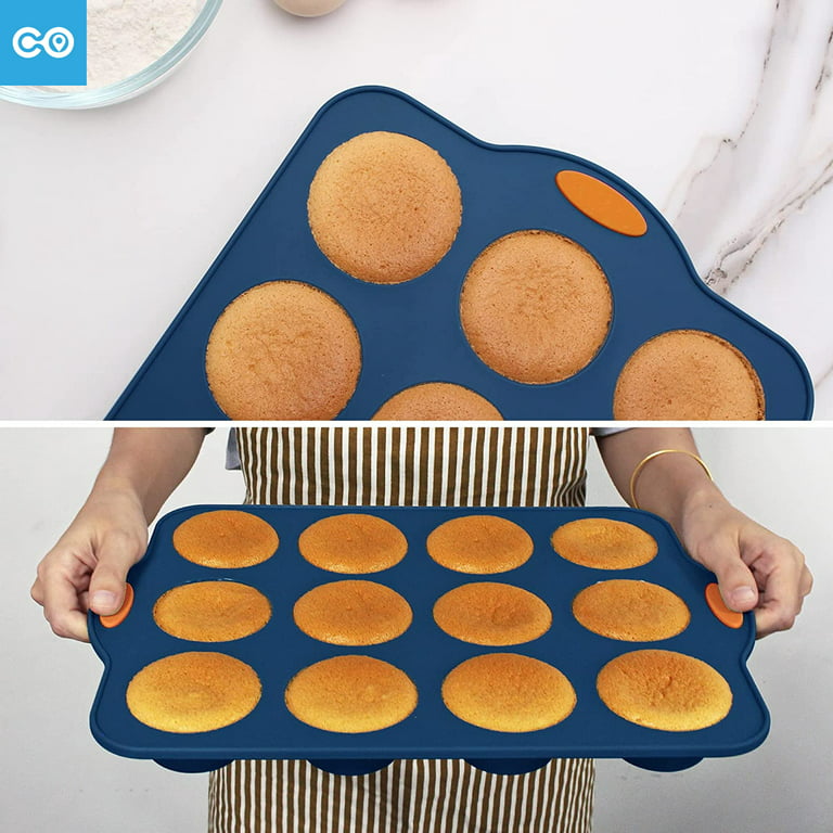 31 Pieces Silicone Baking Pans Set Nonstick Bakeware Sets BPA Free Silicone  Molds with Metal Reinforced Frame More Strength Navy Blue 