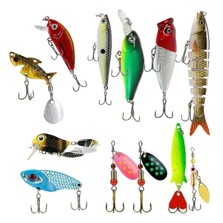 yotijay 12x Fishing Lures Fishing Tackle Swimbaits Artificial Fishing Baits Saltwater 3D