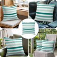 thumbnail image 4 of Throw Pillow Covers, Teal Ombre Grey Striped Decorative Throw Pillow Covers 20x20 Inch, Farmhouse Stripe Modern Square Linen Pillow Cases for Couch/Living Room/Sofa, 4 of 9