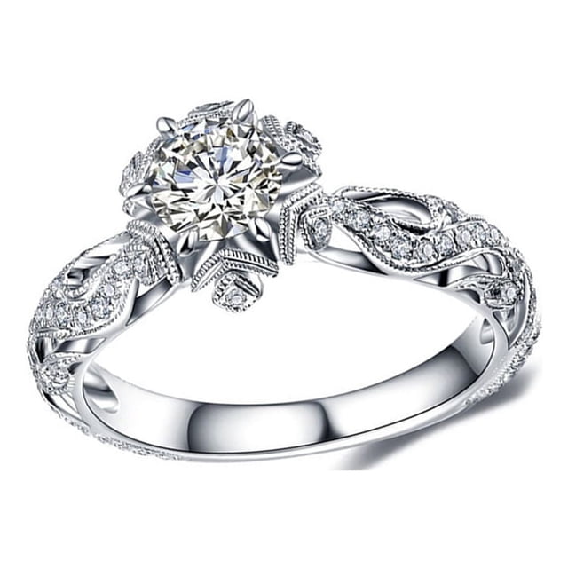 Qarigey Exquisito Anillo Elegante Diamantes de imitación Anillos de racimo Compromiso Boda Anillos apilables a prueba de herrumbre Banda de Ropa, zapatos y accesorios Miscelánea siete