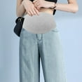 thumbnail image 5 of Taqqpue Women's Maternity Jeans Solid Color Straight Wide Leg Stretchy Over the Belly Pregnancy Jeans Comfy Denim Work Pants with Pockets for Women, 5 of 5