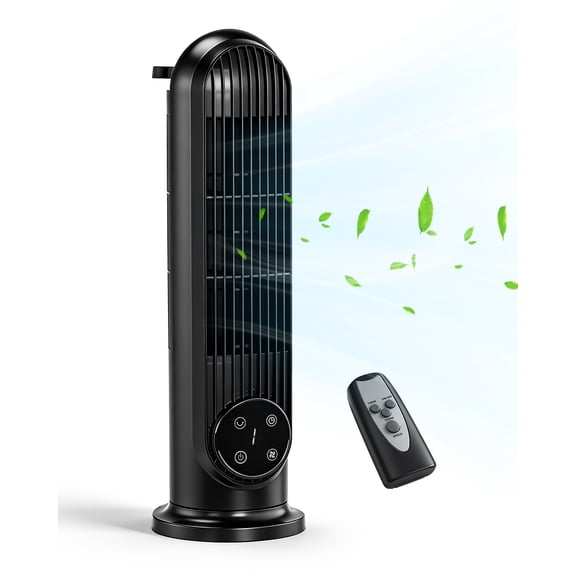 Ktaxon Mini Tower Fan, 16" Portable Bladeless Floor/Wall-Mounted Fan w/Remote Control, LED Display, 90°Oscillation, 3 Speeds & 9H Timer, Ultra-Quiet Cooling Fan for Home Office Bedroom, Black