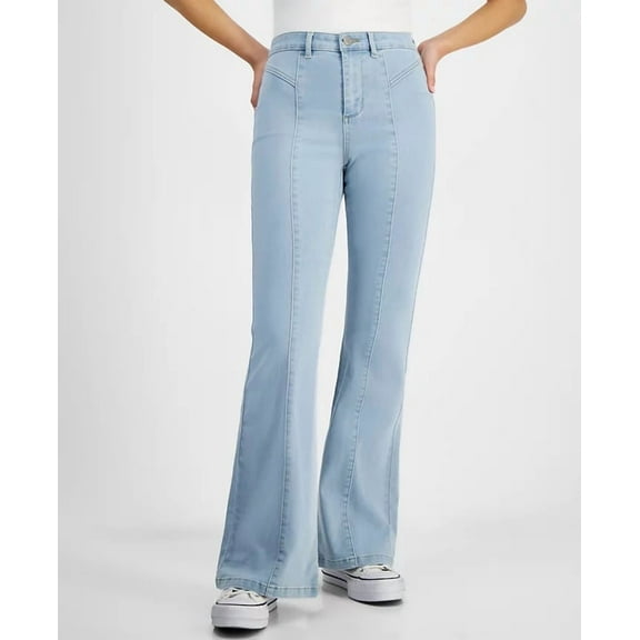 Dollhouse HILLSIDE Women's Juniors' High-Rise Wide-Leg Seamed Jeans, US 3/4