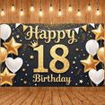thumbnail image 5 of Gold Glitter Happy 18th Banner Royal Crown 18th Birthday Display Golden Stars White Balloons Gold Star Backdrop for 18th Birthday Party Adult Celebration Birthday Photo Shoot, 5 of 9