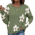 thumbnail image 5 of Yokua Women's Floral Pattern Round Neck Long Sleeve Casual Loose Knit Sweater, 5 of 9