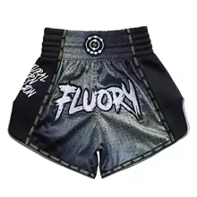 dark green, variant on Fluory Gradient Muay Thai Shorts Colorful Font Line Sportswear for Active Lifestyle Boxing Shorts