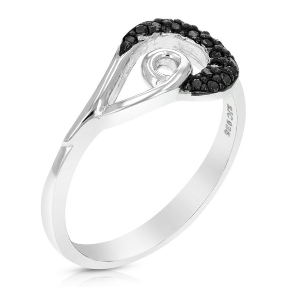 Vir Jewels 1/5 CTTW Black Diamond Ring .925 Sterling Silver with Rhodium Plating Size 7 Female Adult