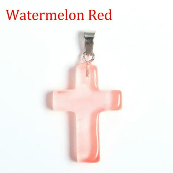 Natural Quartz Crystal Cross Pendant Chakra Stone Mixed Crucifix Shape Decor DIY