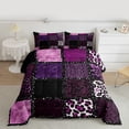 thumbnail image 2 of Homewish Teens Animal Leopard Cheetah Print 3 Pieces Queen Comforter Set,Black Pink Ultra Soft Bedding Sets,Abstract Geometric Grid Bedding Comforter Set,Microfiber Bedroom Decor,Reversible, 2 of 8